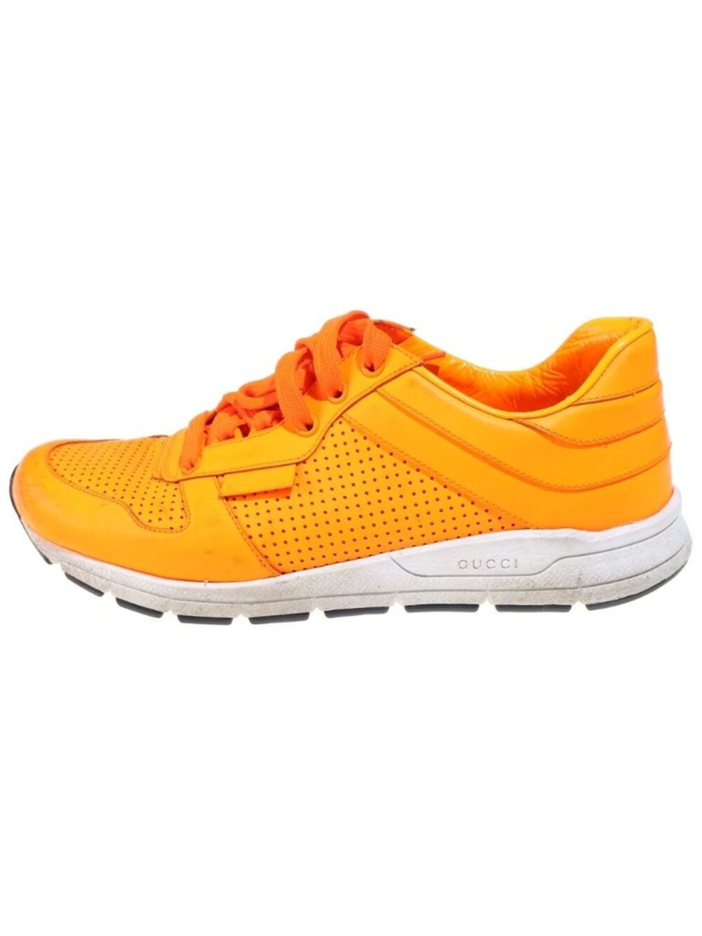 Gucci Perforated Low-Top Sneakers Running Shoes Orange